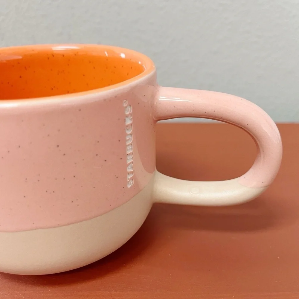 Starbucks Terra Cotta Speckled Two-Tone Long Handle Mug 12 oz Coffee Tea